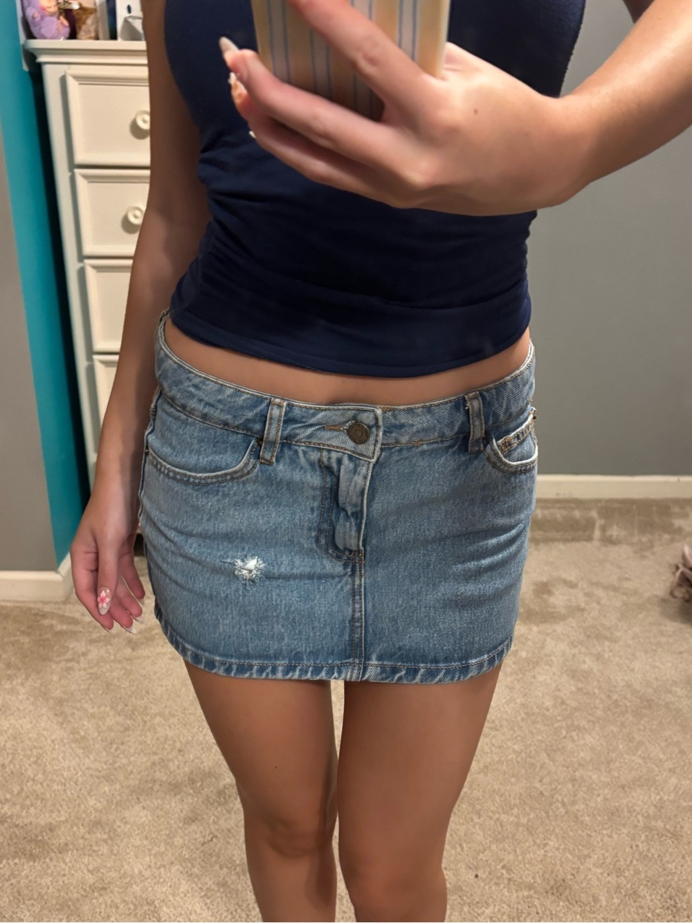 BDG Light Blue Denim Mini Skirt